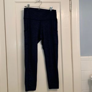 aerie chill play move leggings size L hi waisted with pockets cobalt blue